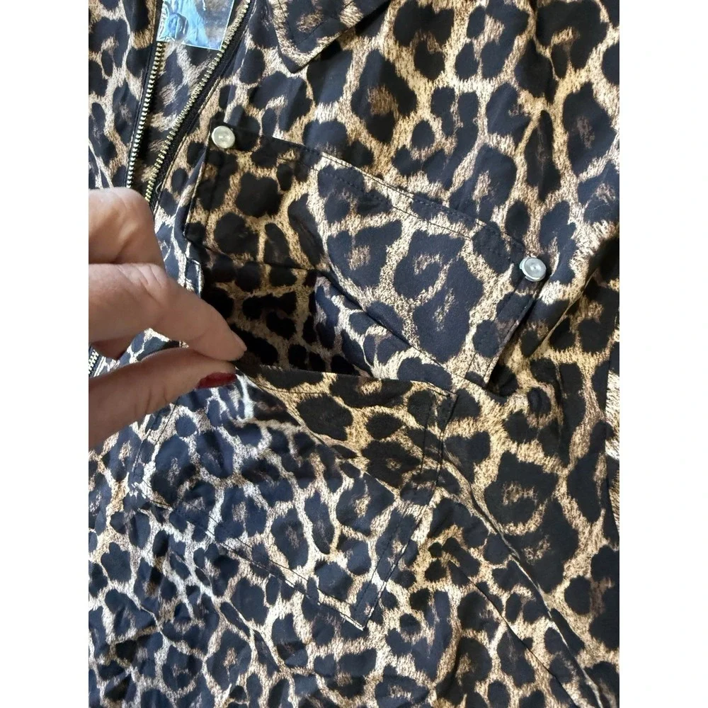 NEW Michael Kors Leopard Print Zip Front Blouse Top Women's Plus Size 3X